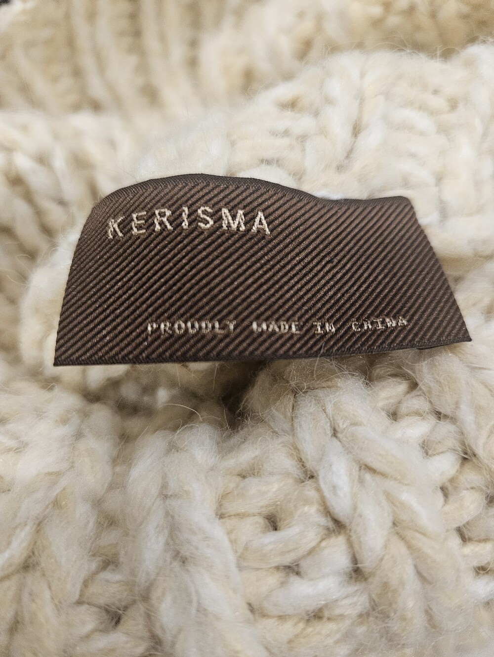 KERISMA Cream Chunky Knit Turtleneck Sweater OS Oversized Slouchy Cozy - Picture 5 of 8
